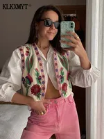 TRAF Women Vintage Floral Embroidery Short Vest Jacket Ladies National Style Vests for Women Patchwork Casual WaistCoat Tops - Image 6