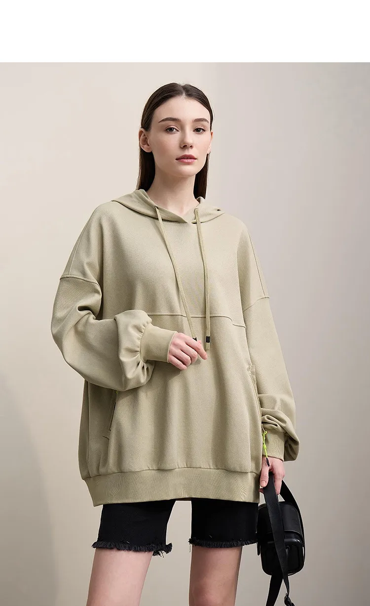 Amii Women's Sweatshirt 2026 Spring New Casual Letter Embroidery Printed Hooded Sweater Women's Loose Versatile Top 12641024