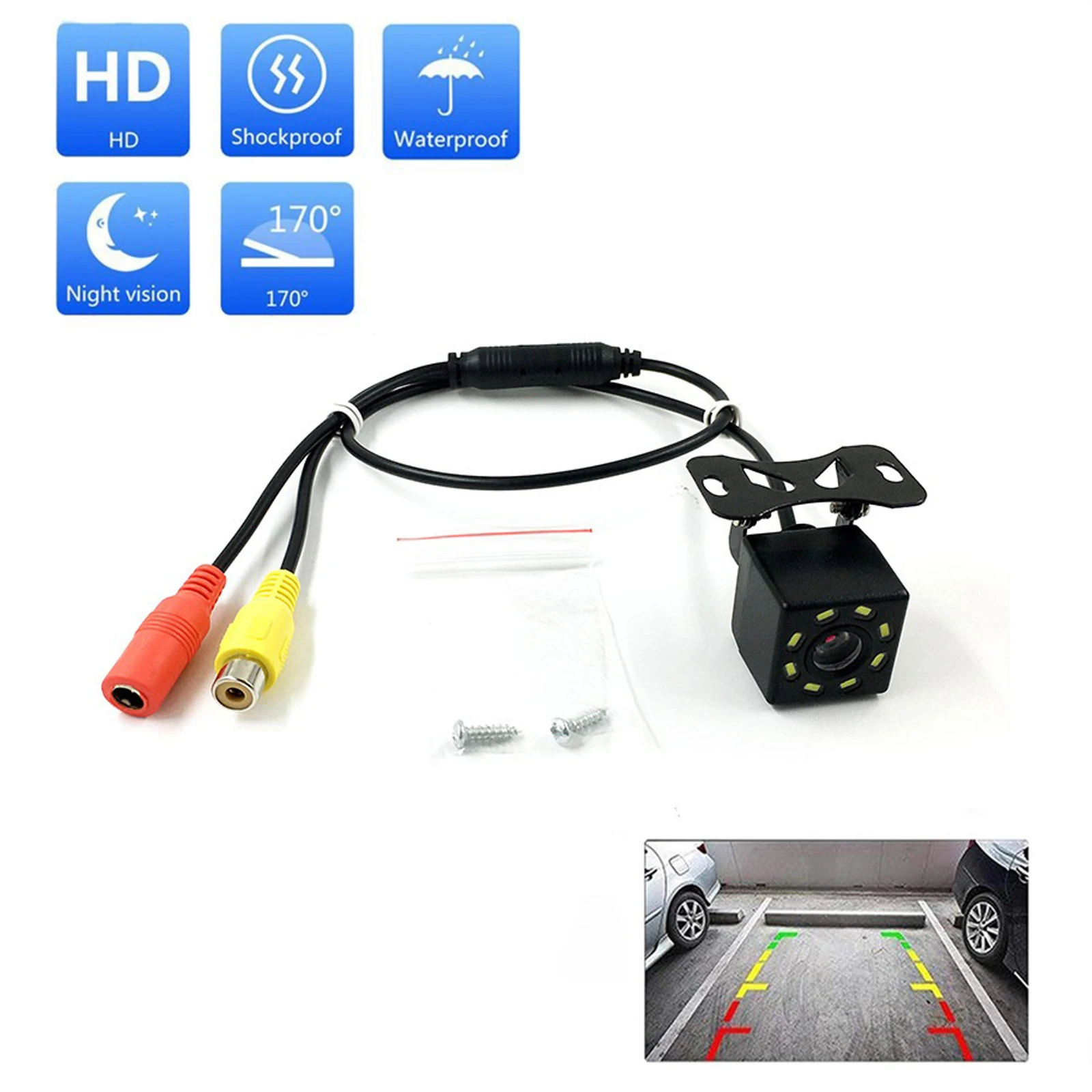 

2023 Mini Car Rear View Camera 170 Degree Night Vision Reversing Auto Parking Camera IP68 Waterproof LED Auto Backup Monitor
