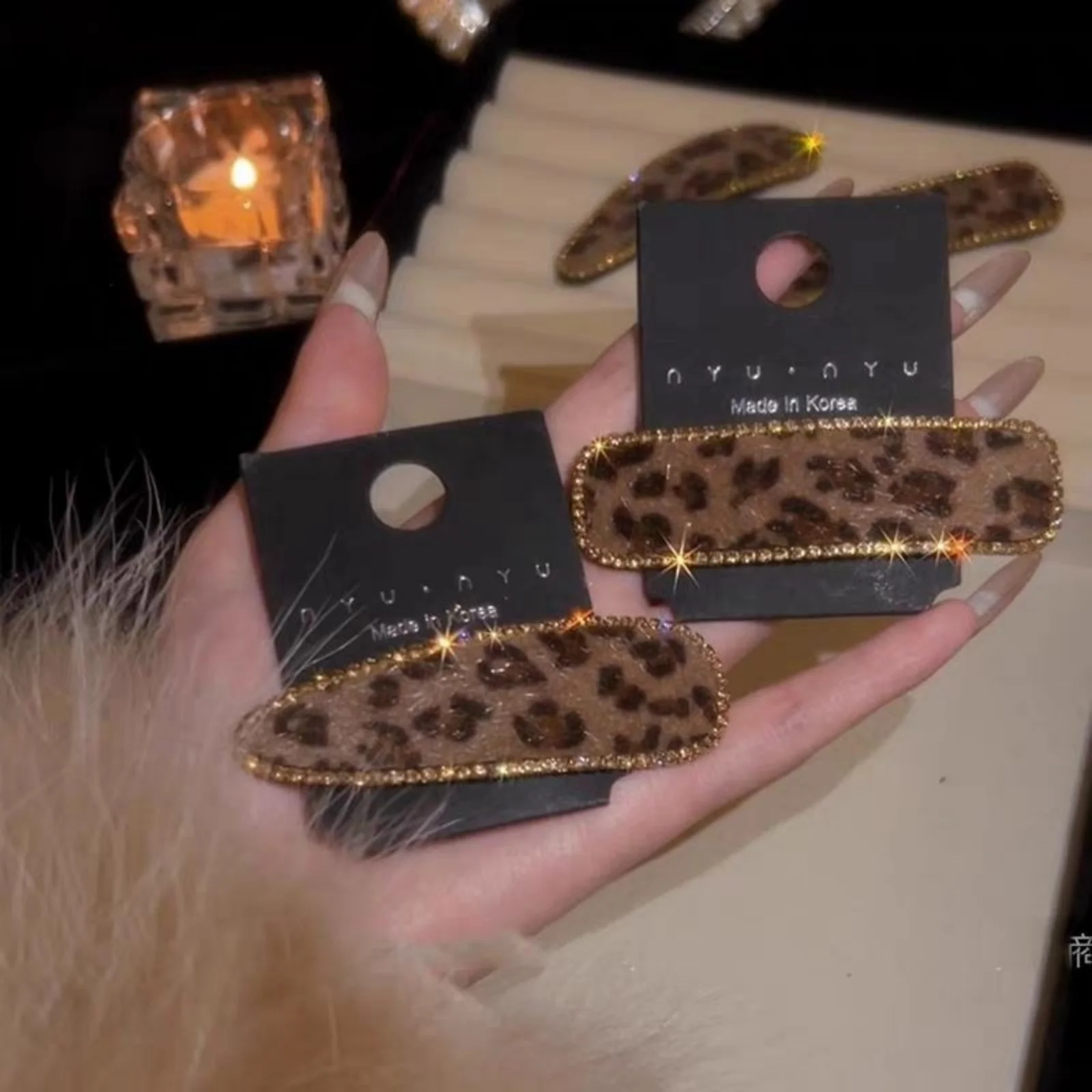 2 Pcs Leopard Print Hair Clip,Sparkly Rhinestone Hair Barrettes, Stylish Animal Print Hair Accessories, Elegant Daily Updo