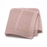 Solid Color Newborn Baby Swaddle Blankets Breathable Knitwear Infant Security Blankets Soft Acrylic Toddler Receiving Blankets 1