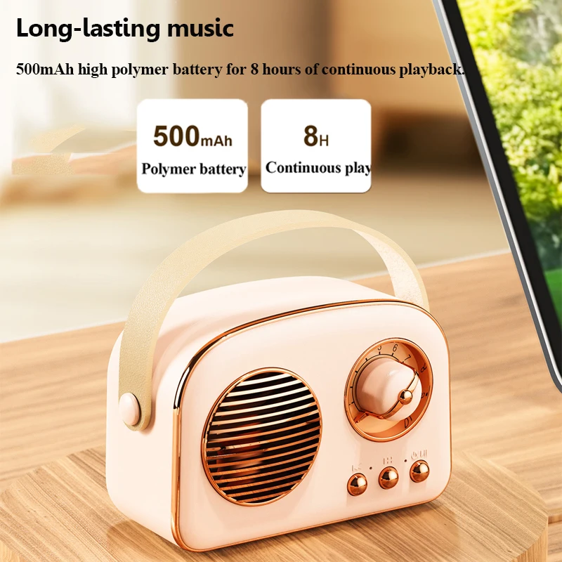Mini Vintage Bluetooth Speaker Wireless Hifi Sound Bluetooth Soundbar Handsfree Call MP3 Music Player Support TF Card USB AUX