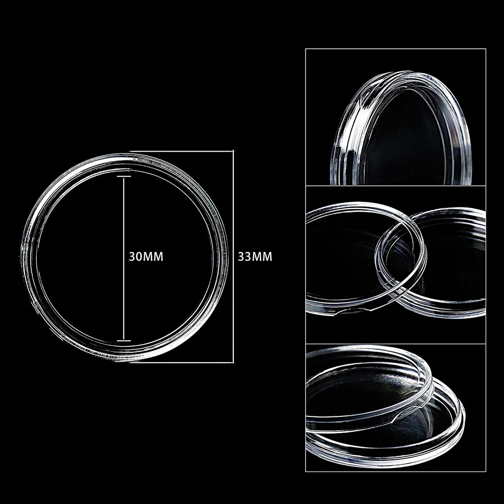 17/20/25/27/30mm 동전 수집 주최자에 대 한 가스 켓 및 저장 가방과 42Pcs 투명 동전 캡슐 홀더 상자
