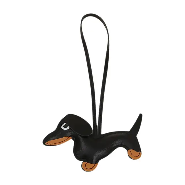 Leather Dachshund Dog Keychain 4