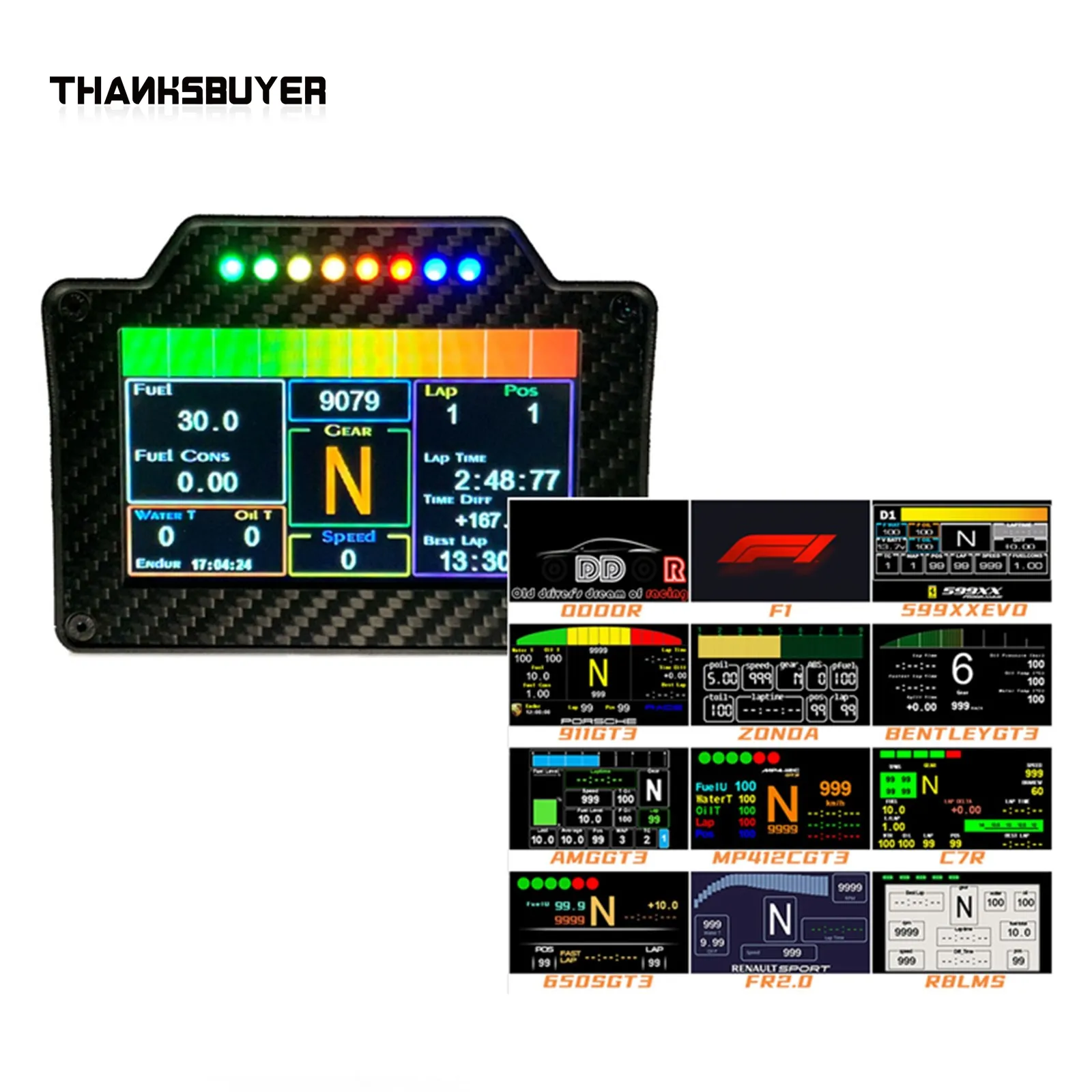 Oddor 4.3 "/5 Pollici Lcd Sim Racing Cruscotto Dash Screen Per Fanatec Simmagic Direct Drive Wheel Bases