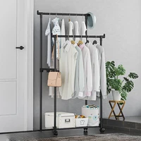 Accueil simple sur pied vêtements étendoir support de rangement étagère à chaussures et chapeaux porte-manteau domestique multi-fonctionnel mobile balcon 2