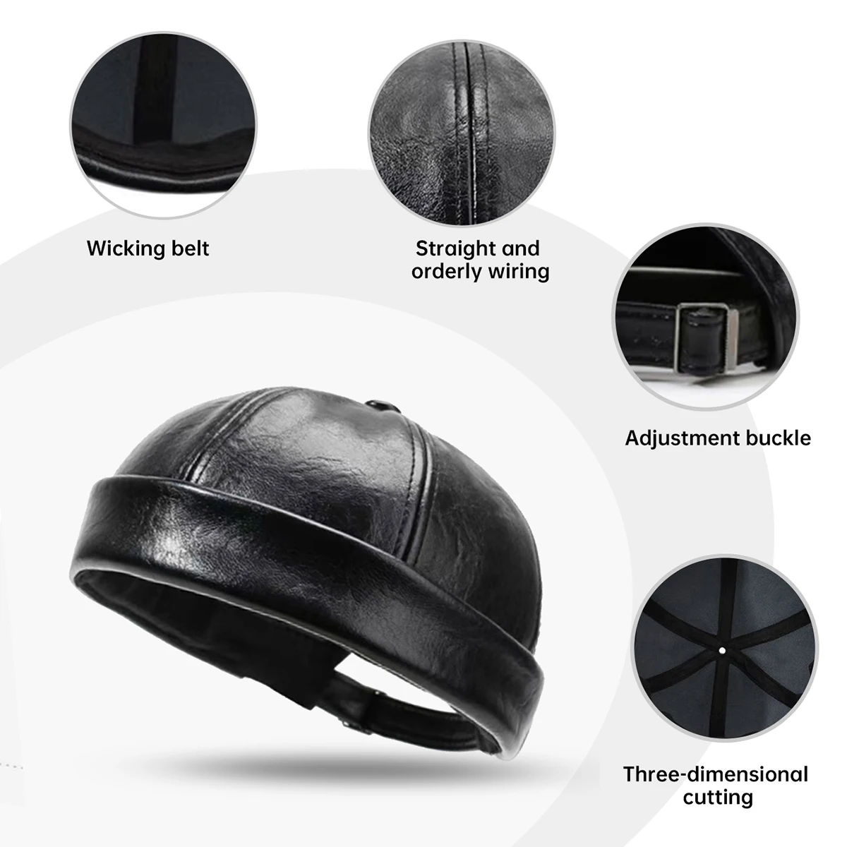 New Autumn and Winter Leather Hats for Middle-Aged and Elderly People, Melon Skin Hats for Men, Landlord Hats, Octagonal Hats, Gifts for Dad to Protect Against the Cold