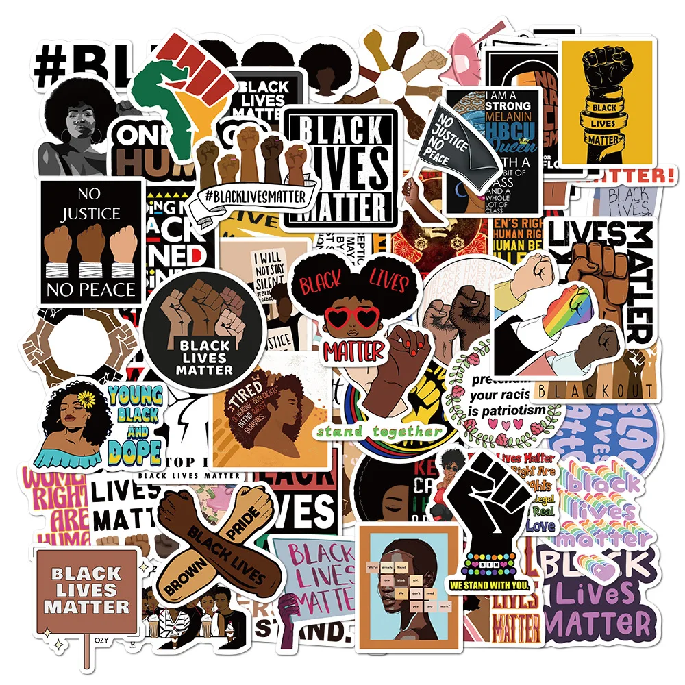 

100PCS Black Lives Matter Stickers Graffiti Travel Luggage Fridge Laptop Waterproof Cool Classic Decal Sticker for Kids