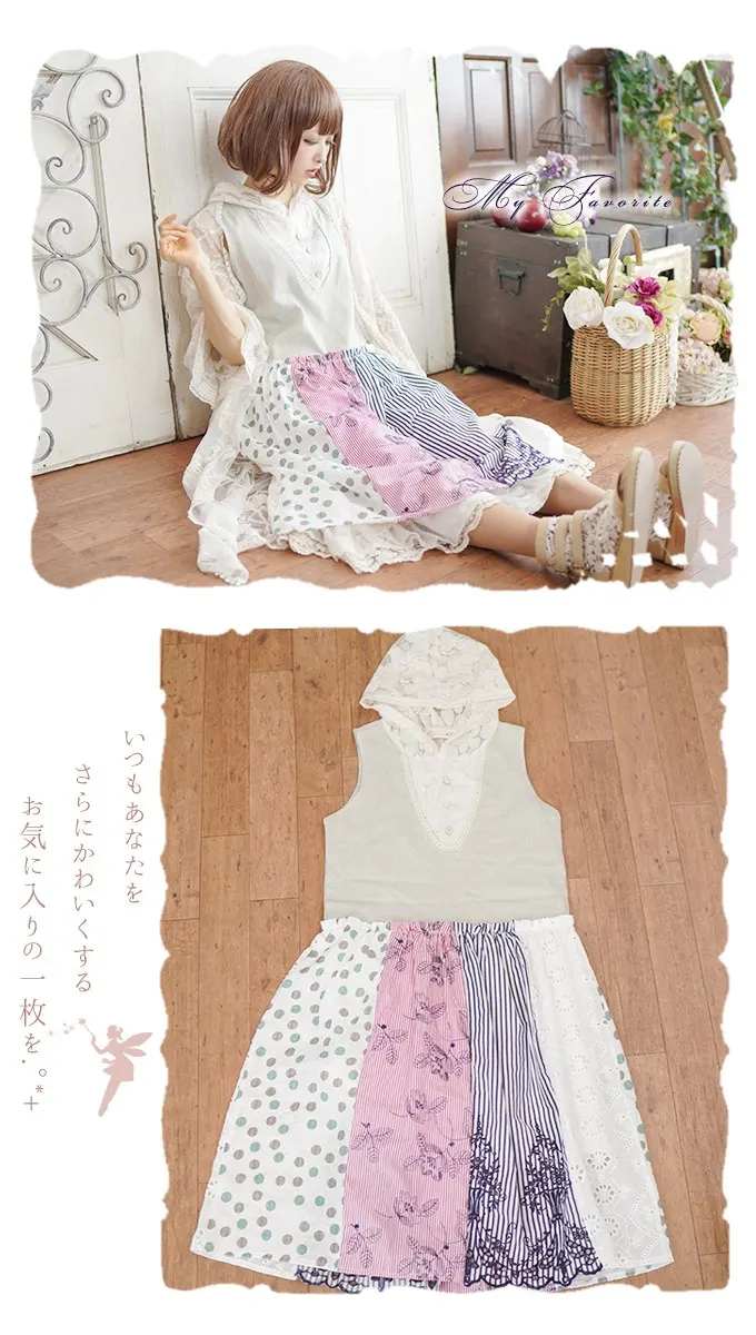 Flor sem Mangas Vestido com Capuz Japonês Pequena Roupas Femininas Mori Menina Retalhos Rendas Bordado Feminino Kawaii Vestido A022 10 Weddings & Events
