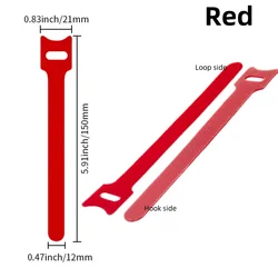Colorful Reusable Velcro Cable Organizer and Fastener Straps (Set of 100) - 100PCS (Red)