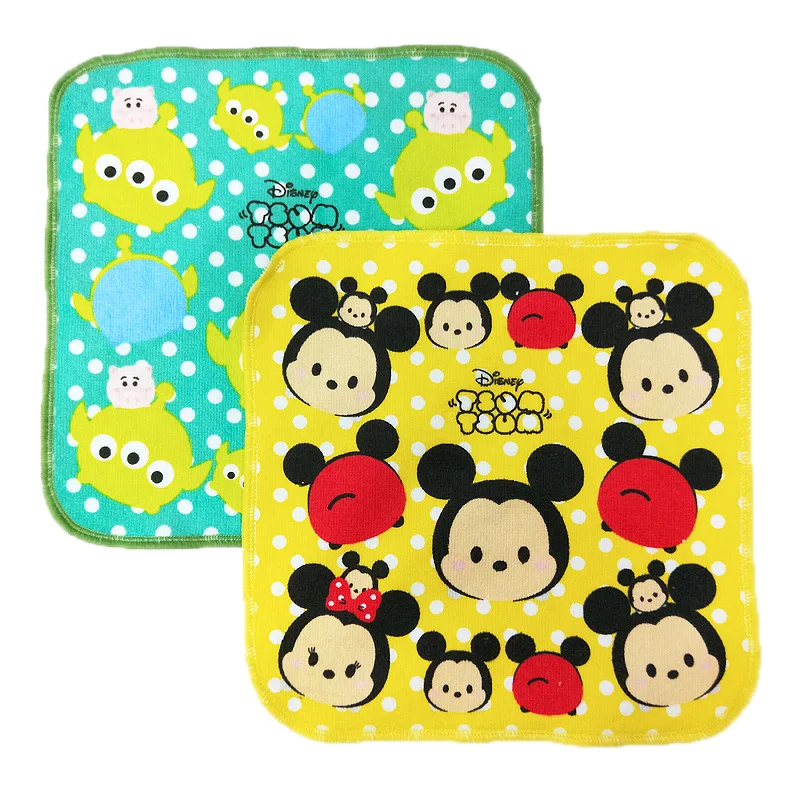 Disney Cartoon Asciugamano In Cotone Assorbente Asciugamano Quadrato Piccolo Lavaggio Punto Viso Mickey Stitch Tsum Tre Occhi Alien 25X25Cm