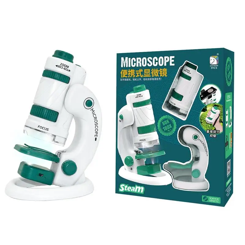 

Kids Microscope Toy 60-180x Mini Pocket Handheld Microscope With LED Light Outdoor Children Science Experiments Toy