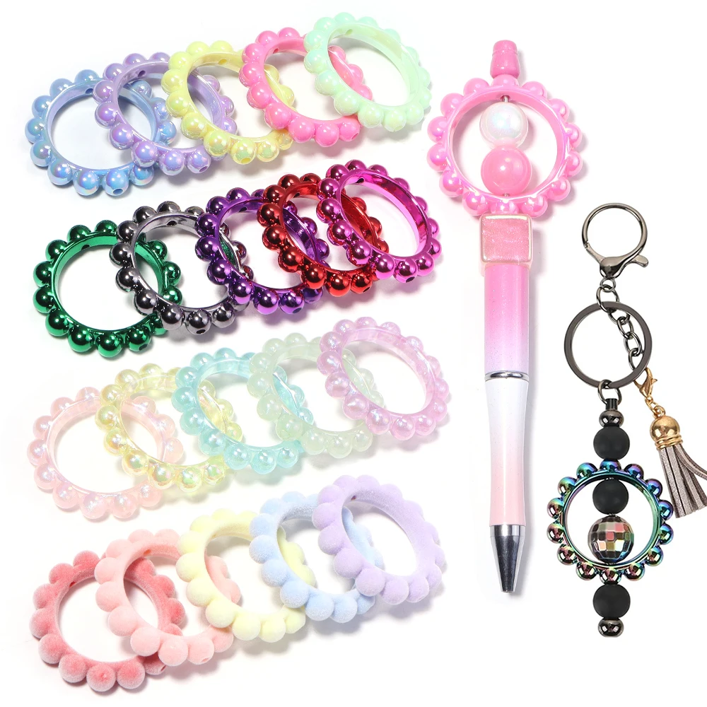 5 Stück/Set Hohle Acrylperlen Runde Herzförmige Girlandenperlen DIY Handykette Schlüsselanhänger Bastelbedarf Stift Schmuckherstellung Zubehör – Detail 7