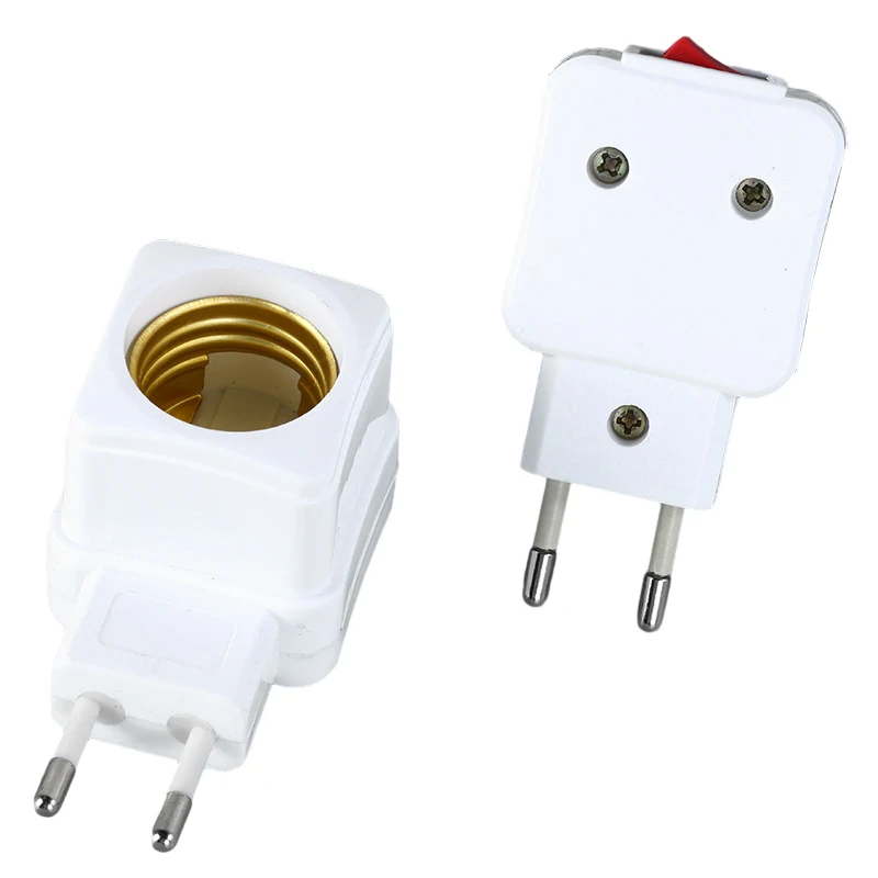 1 Pcs E27 LED Light Lamp Bulbs Socket Base Holder EU Plug Adapter ON/OFF Switch White
