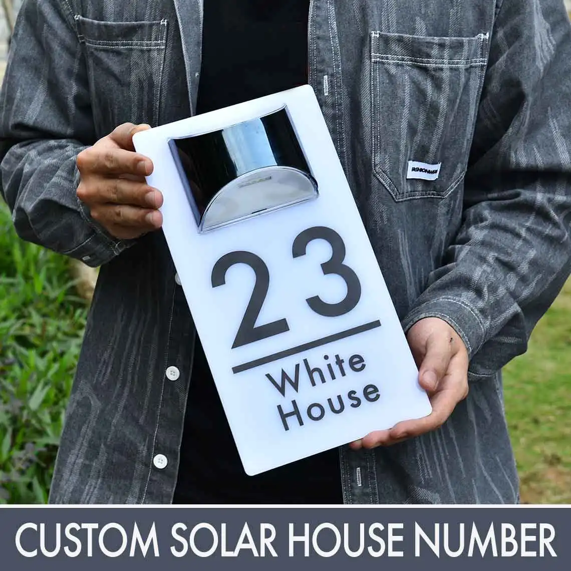 House Wall Plaques Customized House Sign Solar LED Light Acrylic Plate Modern Residential UV Print Address Plaque Outdoor Street Name Door Plat
