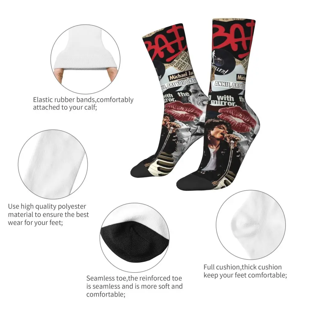 Michael Jackson Musicians Singers Dancers Socks Harajuku Stockings All Season Long Socks Accessories for Unisex Christmas Gifts