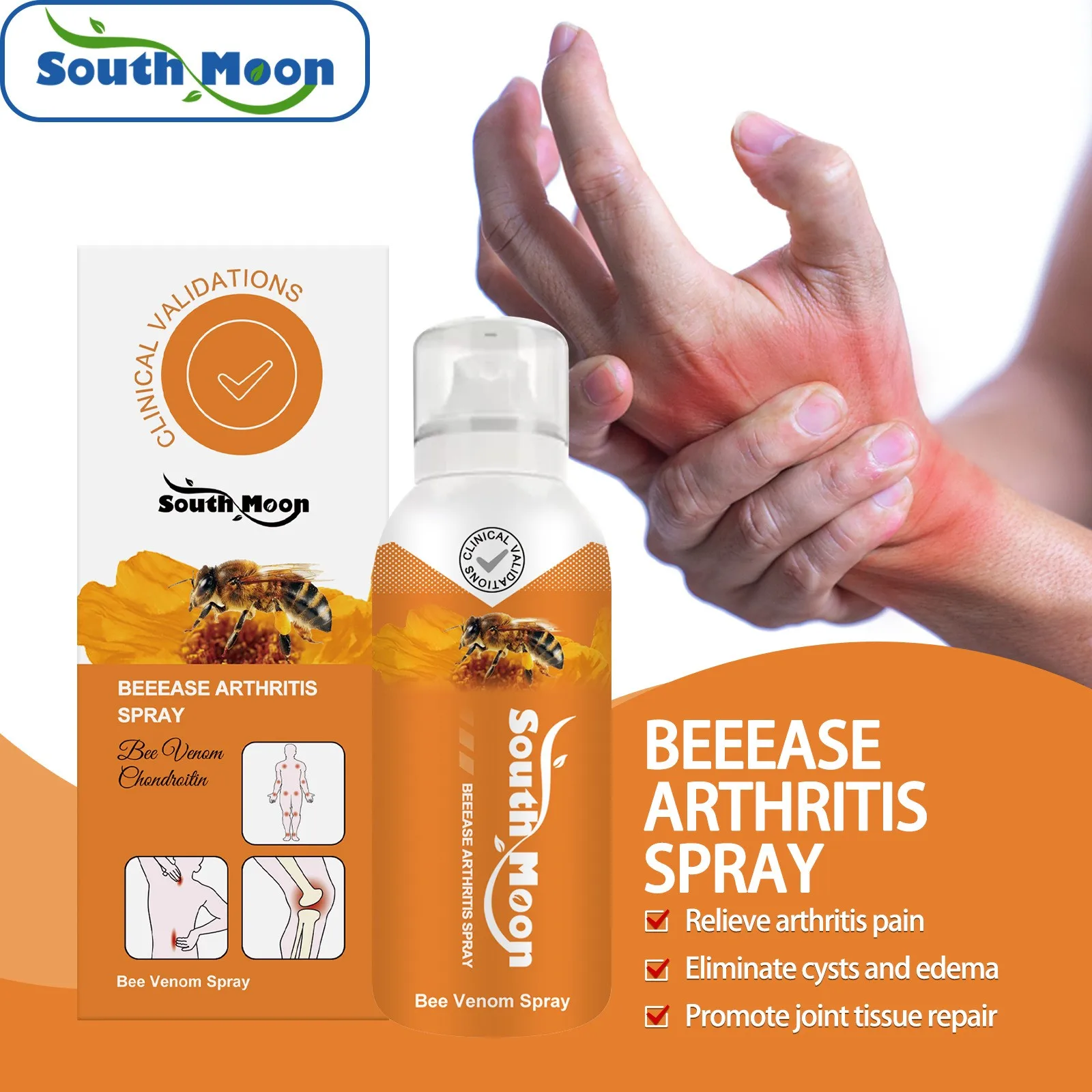 Bee Joint Care Spray Care Joint Pain Bee Gel Spray For Neck, Knee, Shoulder, Waist, Leg（100ml）