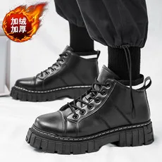 

2023 Men Leather shoes High Top Fashion Winter Warm Snow shoes Dr. Motorcycle Ankle Boots Couple Unisex boot