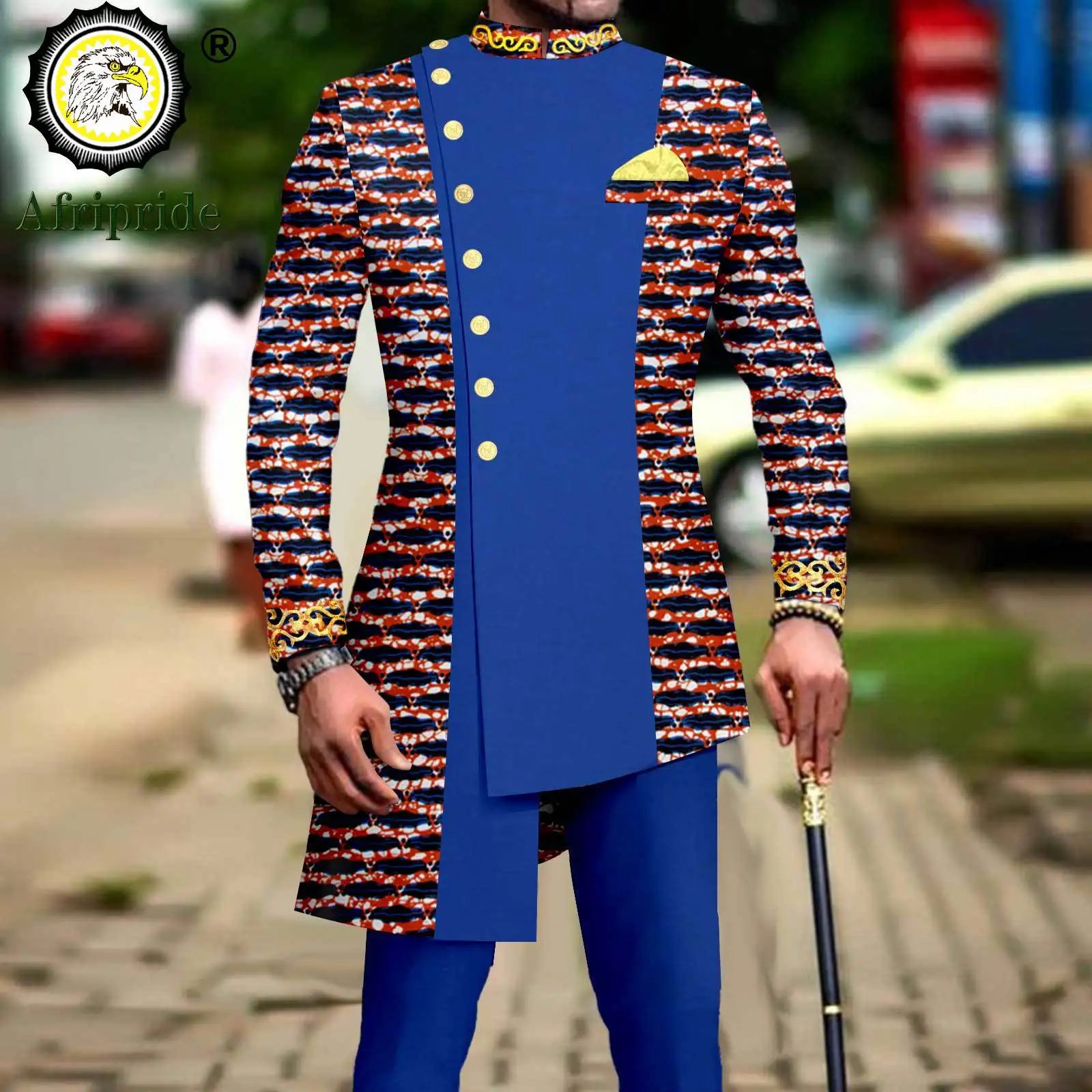 Men Blazer Jacket Single Button Suits Dashiki Print Outwear African Mens Clothes - Walmart Supplies