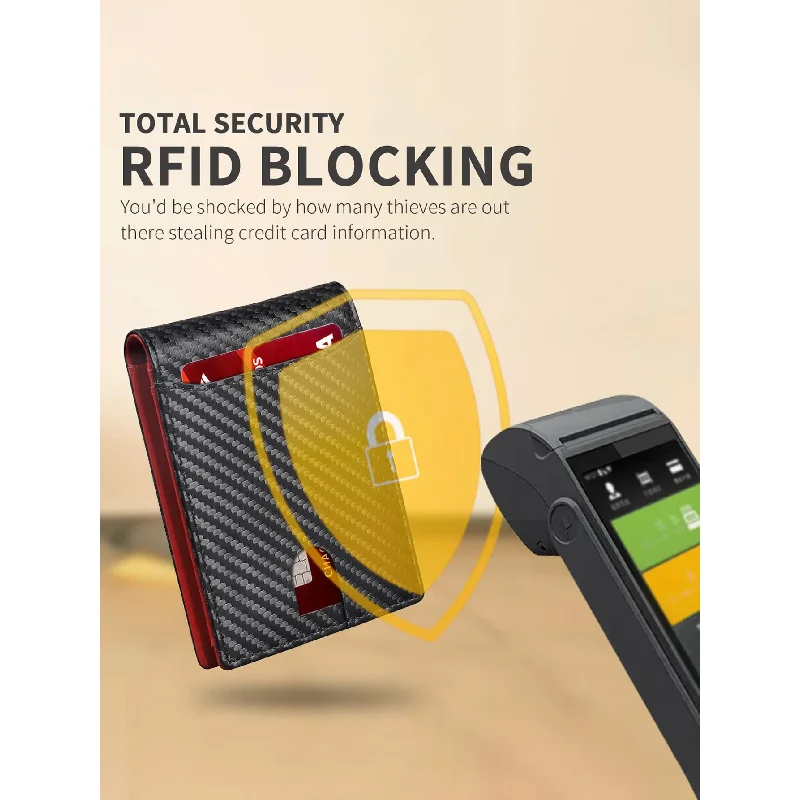 Portafoglio Sottile in Pelle Sintetica per Uomo, Porta Carte di Credito con Clip per Banconote, Blocco RFID, Portafoglio Bifold Sottile da Uomo - immagine 6