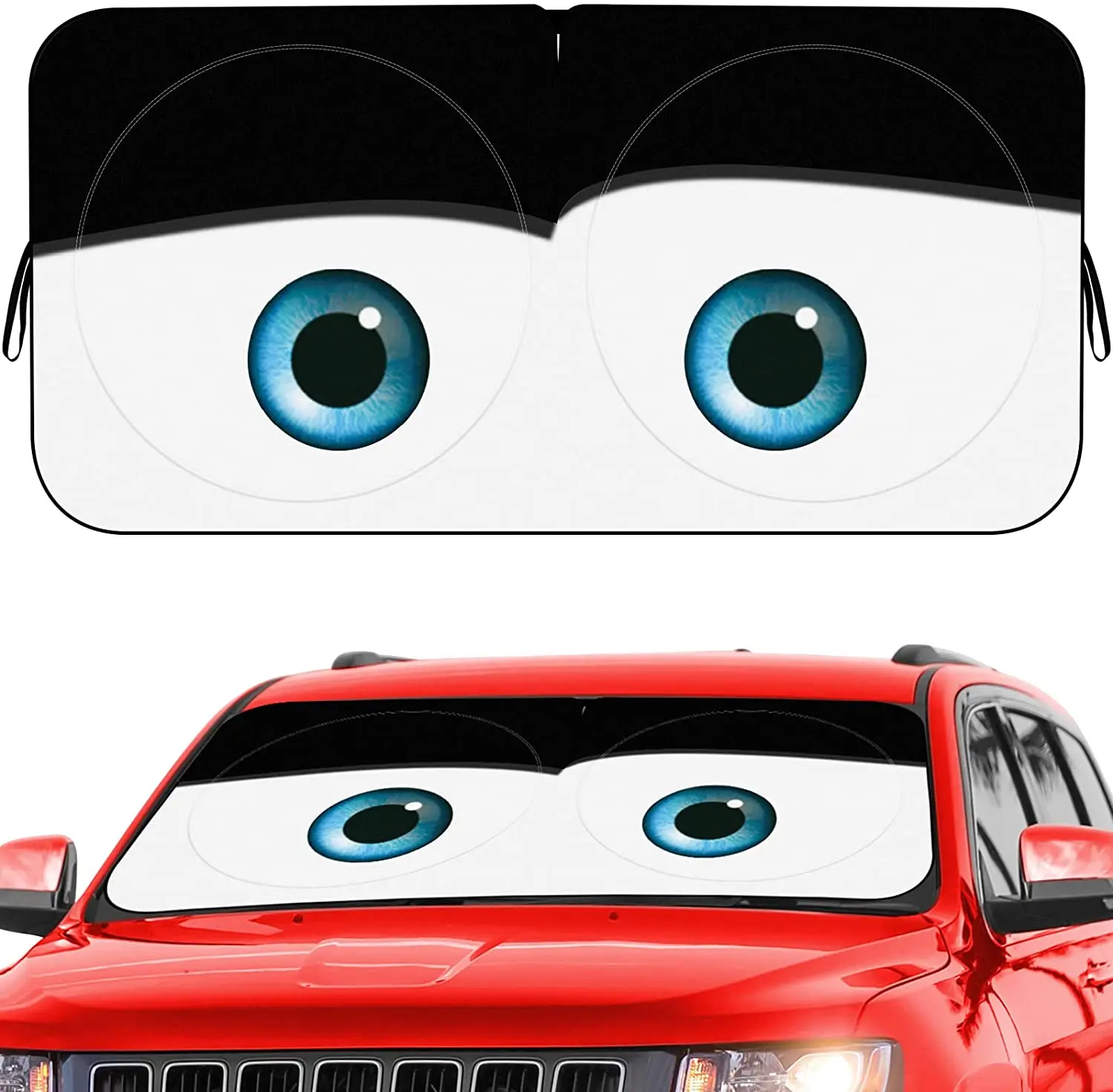 Car Windshield Sunshade, Car Sunshade Funny Eye Visor For Car Windshield, Wearresistant Black