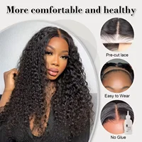 250% vague profonde sans colle perruque cheveux humains bouclés 13x6 HD perruque frontale vague d'eau dentelle avant perruques 5x5 7x5 HD dentelle porter et Go perruque vente 2