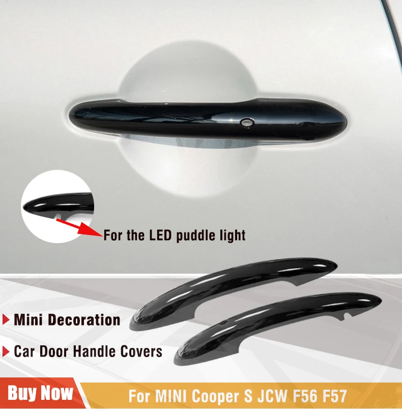 2pcs In Set Gloss Black Door Handle Cover Sticker Trim For Mini Cooper