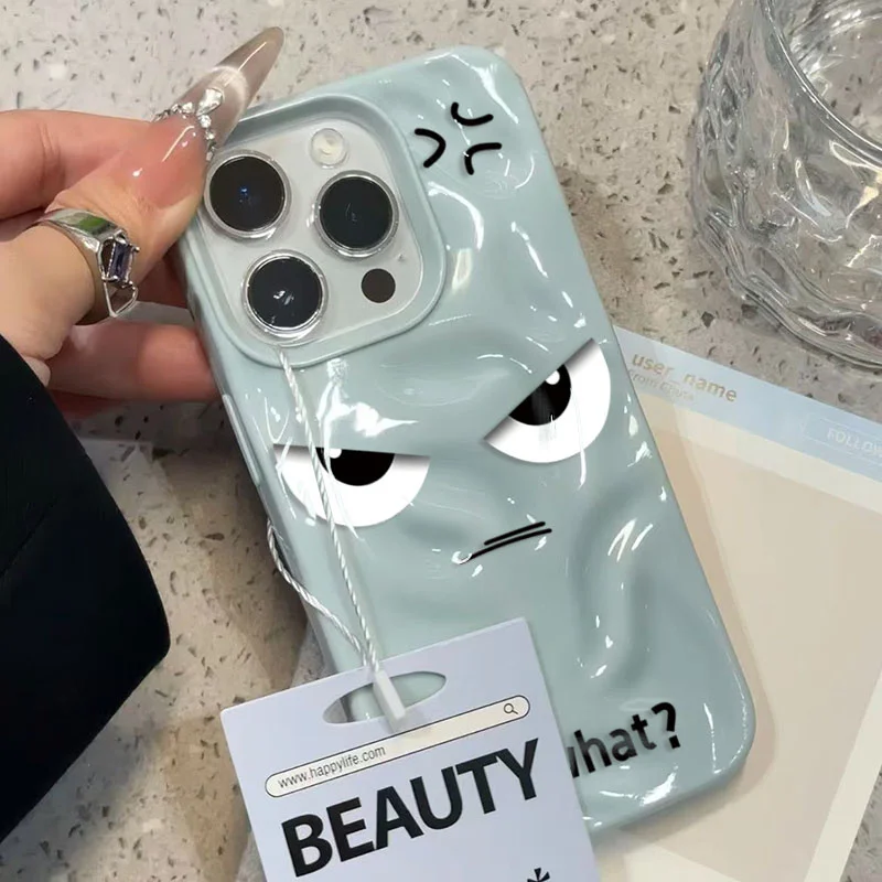 Cartoon Angry Face Texture Shockproof Silicone Phone Case