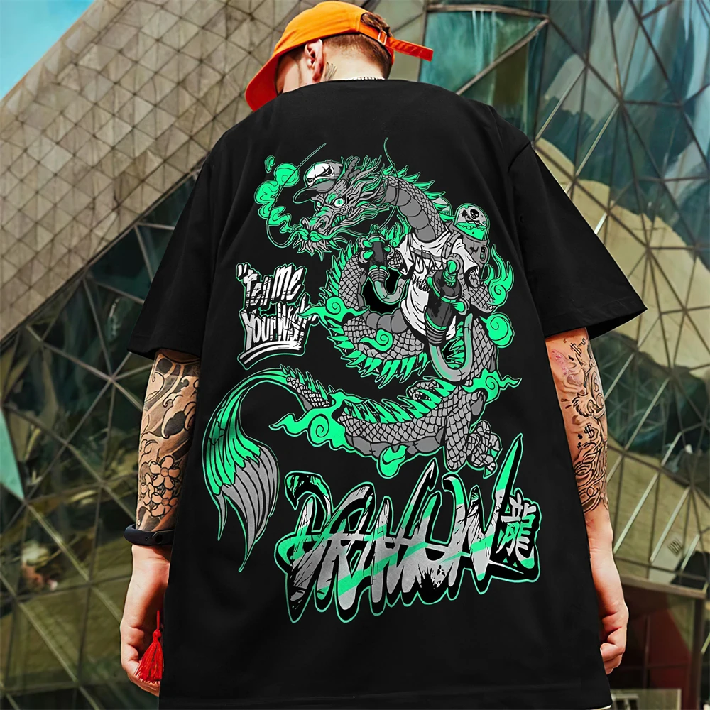 

Vintage T-Shirt For Men 3d Dragon Print Men's Short Sleeve T-Shirt Street Trend Man Clothes Oversized Hip Hop Tees Loose Tops