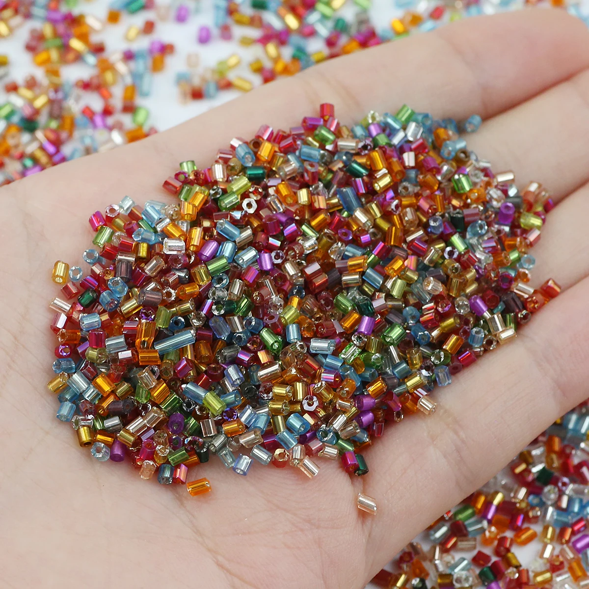 Silver Tone Tube Beads - Czech Glass Seed Beads for Jewelry Crafting and DIY Accessories