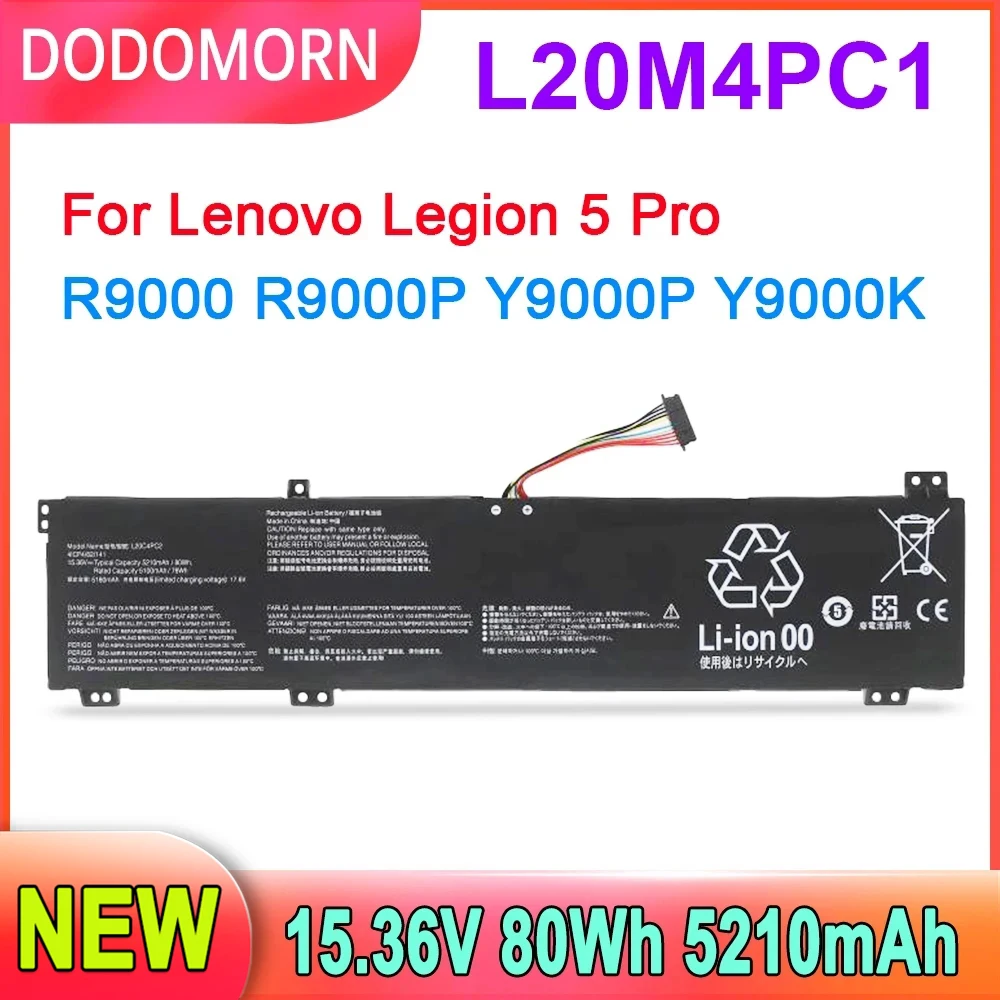 

DODOMORN L20M4PC1 Laptop Battery For Legion 5 Pro R9000P Y9000P Y9000K Series L20M4PC2 L20C4PC1 L20C4PC2 80Wh