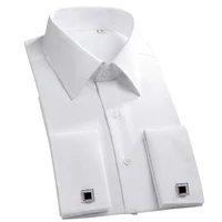Chemise habillée classique à manches longues pour hommes, manchette française, pour fête de mariage formelle, blanc, noir, chemises surdimensionnées avec poche 3