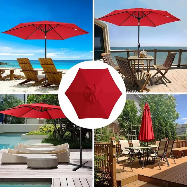 Parasol Csere Kendő Kültéri Teraszos Kerti Banán Esernyő Takaró Vízálló Napfényes Lombkorona 6 Bordához - Image 4