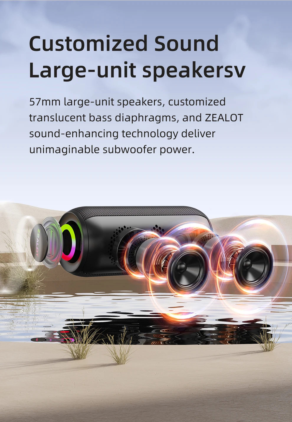 Description Picture 4 of itemZEALOT-S69M Karaoke Machine Portable Bluetooth 5.3 Speaker System with 1 or 2 Wireless Microphones Home Family Singing Gifts