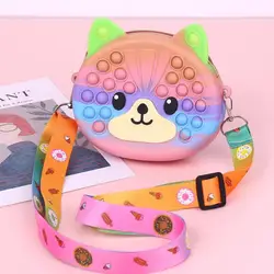 Pop It – porte monnaie en silice pour femmes, sac à bandoulière à fossettes simples, cadeaux pour enfants Saint   Valentin, anniversaire, cadeau du nouvel an Kaway. Décompresser le jouet Soulagement du tdah 