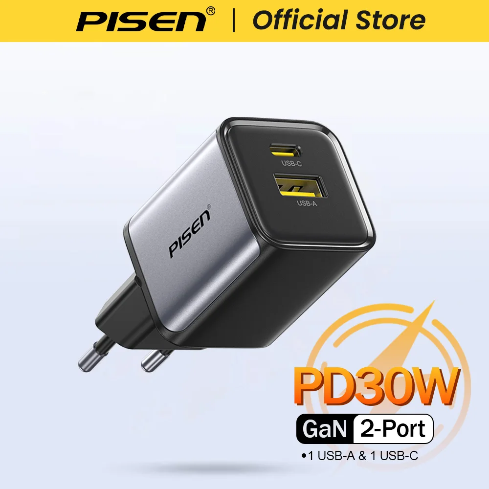 PISEN Charger Dual-Port 30W Fast Charging