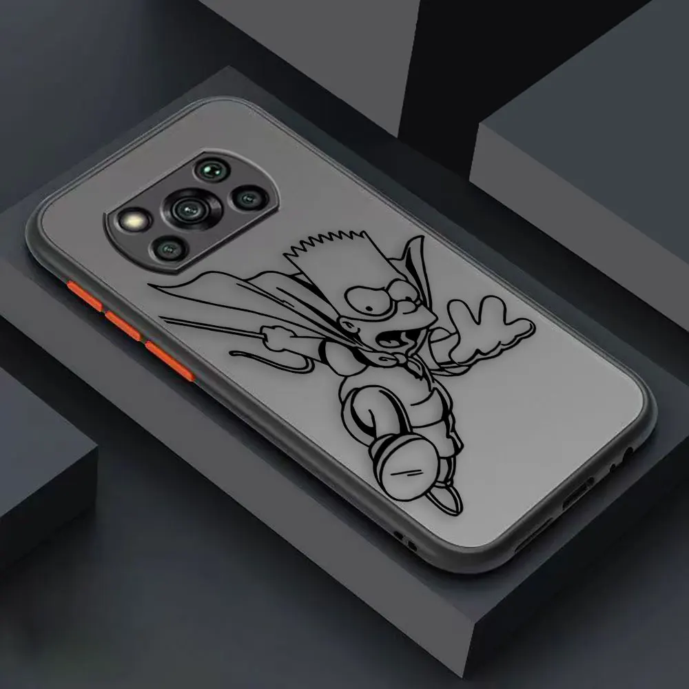 Matte Case for Xiaomi POCO X4 X3 X2 M4 M3 M2 F4 F3 GT F2 C40 CC9 PRO 4G 5G A3 MIX4 CIVI Case Funda Shell Movie The S-Simpsons-S