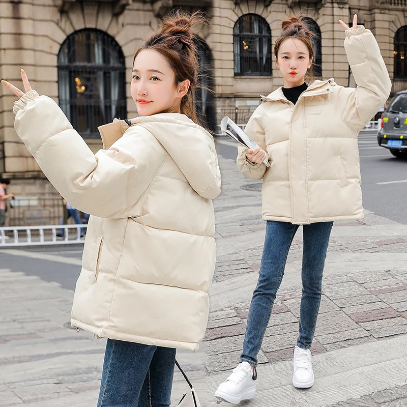 2022 Short Hooded Korean Winter Solid Short  Parkas Women Loose Down Jacket Thick Warm Fashion Jackets for Female