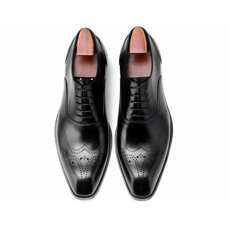 Luxury Boy Wedding Shoes Men Dress Leather Church Shoes Wine Red Burgundy Oxfords Social Gents Suit Casual Business Party