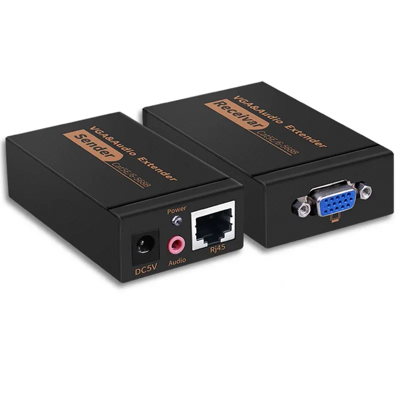 VGA Extender with Audio over Cat5/6 Cable to RJ45 Ethernet for PC Laptop Projector, vga extender splitter