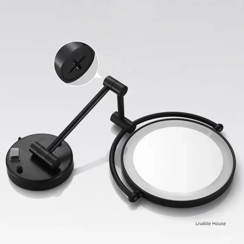 Bathroom Makeup Mirrors Wall Extending Folding Double Side LED Light Magnification Bath Mirror  Hotel Folding Bathroom Mirror 5