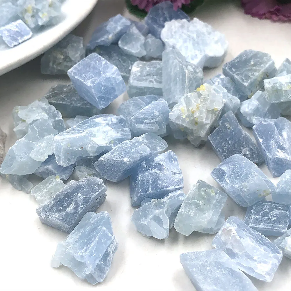 50กรัม/แพ็คจำนวนมากดิบธรรมชาติ Blue Calcite Rough หินชิปคริสตัลควอตซ์