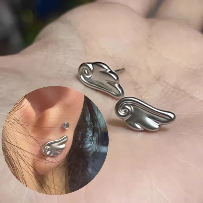 Y2K Wings Earrings Vintage Frosted Angel Ear Stud for Women Fashion Creativity Wings Earrings Korean Jewelry Accessories Gifts 2