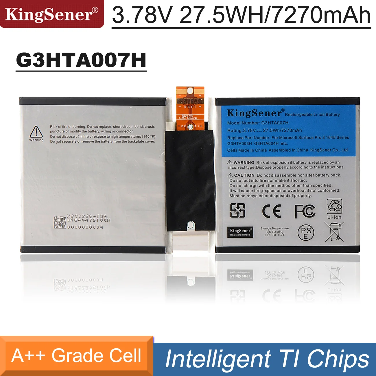 Batteria Kingsener G3Hta007H Per Microsoft Surface 3 1645 1657 Series Tablet Pc 1 Icp3/96/91-2 3.78V 7270Mah 27.5Whah