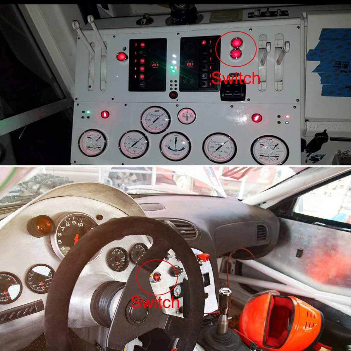 Car Start Button 50A Multi-Functional Start Push Button Switch Vehicle Car Engine Start Button Ignition Switch DC 12V 24V Momentary