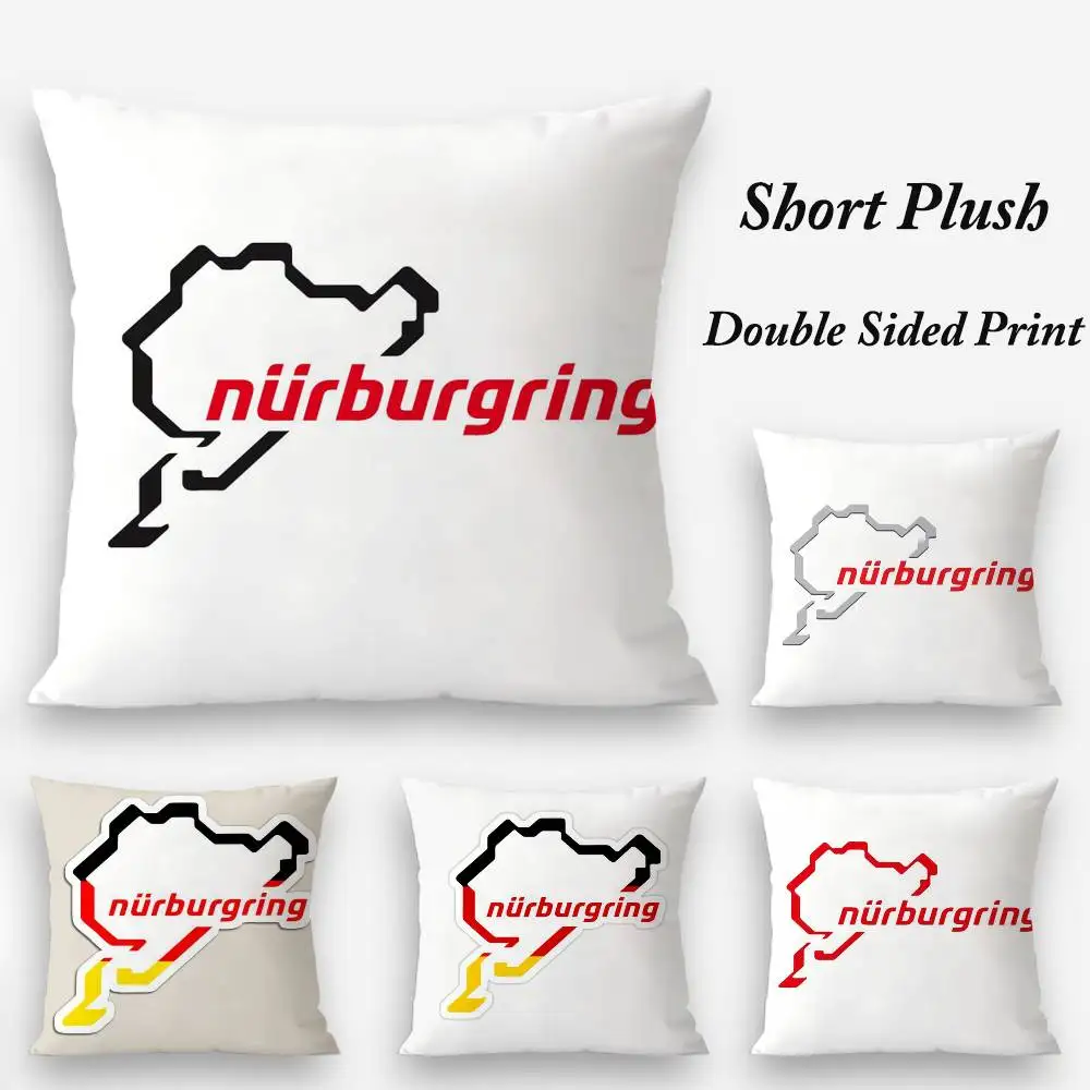 Nurburgring 스포츠카 베개 케이스 플러시 패브릭 소프트 양면 인쇄 소파 쿠션 커버 던지기 베개 커버