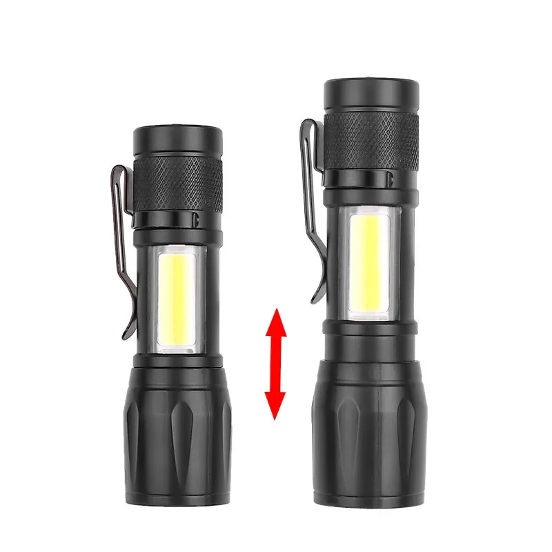 Compact USB Rechargeable Mini LED Flashlight - Portable Zoomable Light with Pen Clip for Camping and Tactical Use