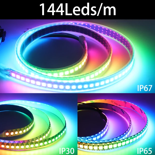Bande lumineuse LED intelligente WS2812B WS2811 WS2813 WS2815 5050 RGB, adressable individuellement IC 30/60/144Pixels/Led/m 6