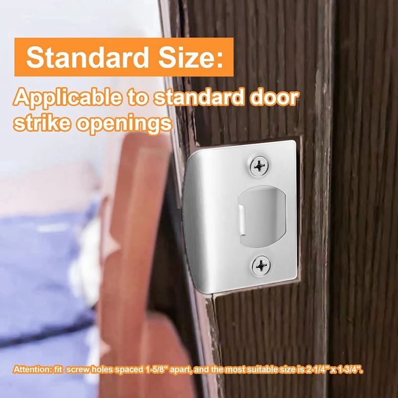 B76A 4 Pack Door Latch Strike Plate-Stainless Steel Door Lock Strike Plate Repair Kits-Door Latch Restorer Reinforcement