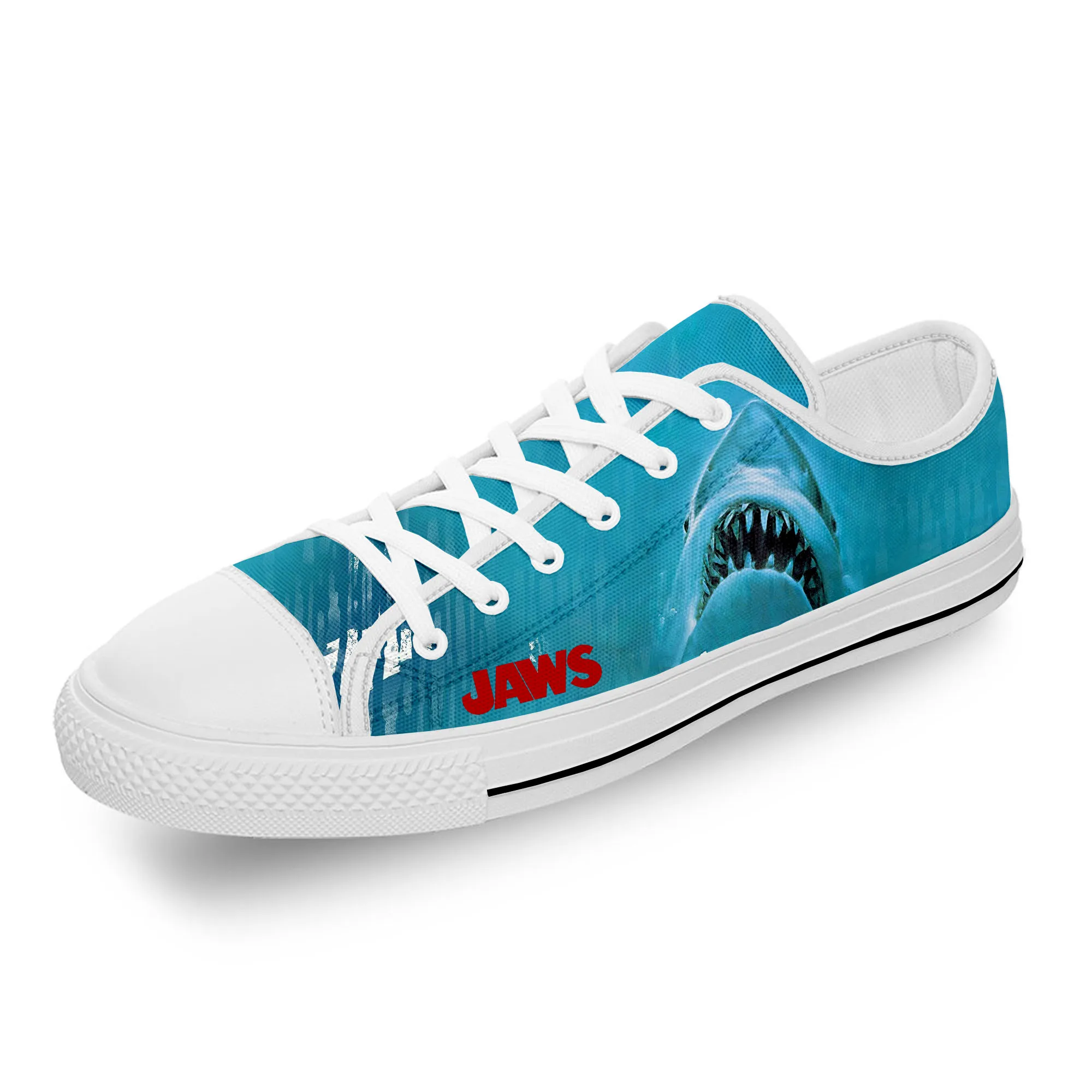 

Jaws Movie Shark Horror White Funny Cloth 3D Print Low Top Canvas Fashion Shoes Men Women Lightweight Breathable Sneakers